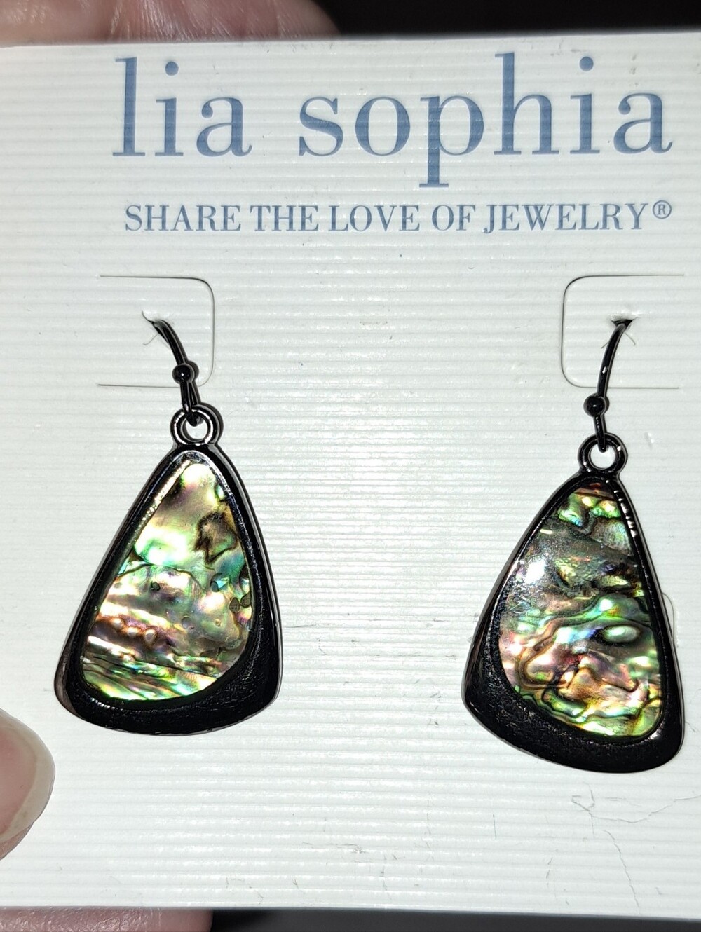 Lia Sophia "Oyster Bar" Hematite Tone w/Genuine Abalone Earrings Mood Type